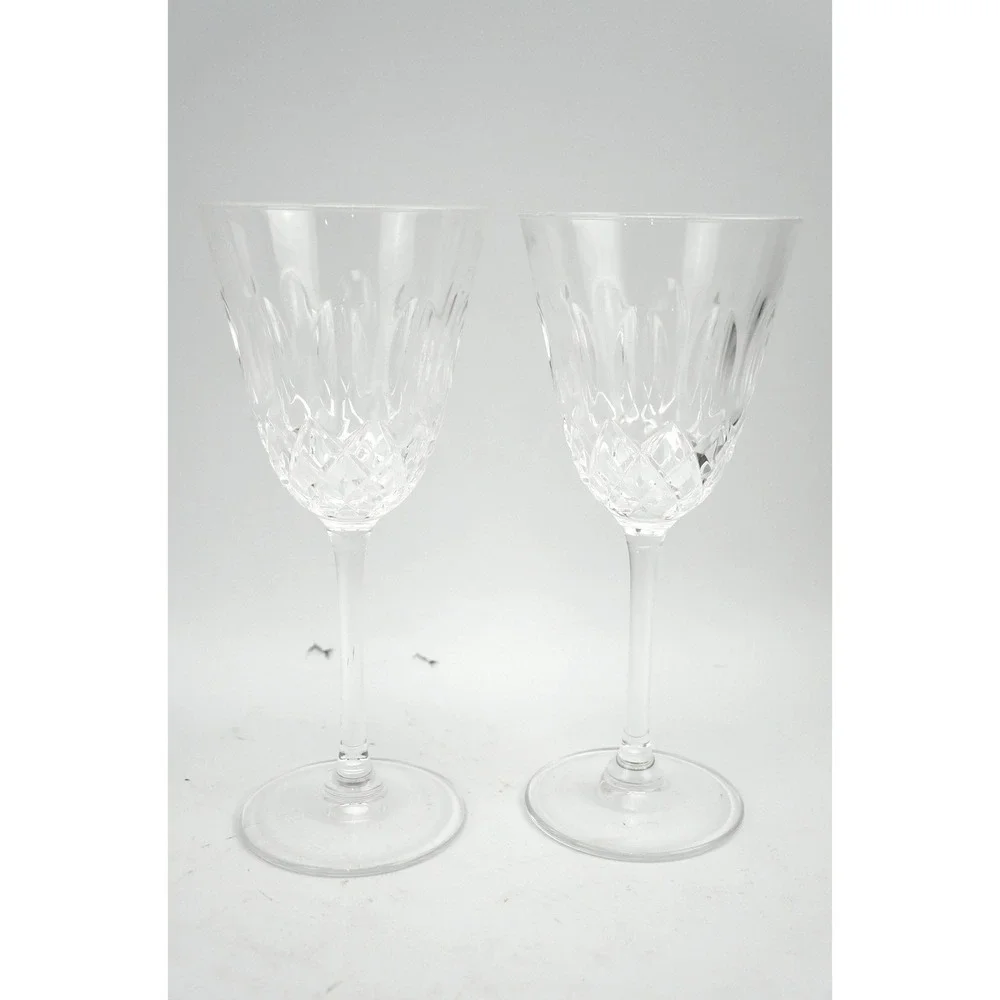 Cameo Cristopher Stuart Set of 2 Diamond Cut Stemware Excellent Wine Glasses